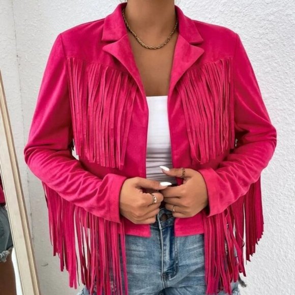 Fringe Trim detailed long sleeve Open Front Jacket - Picture 3 of 6